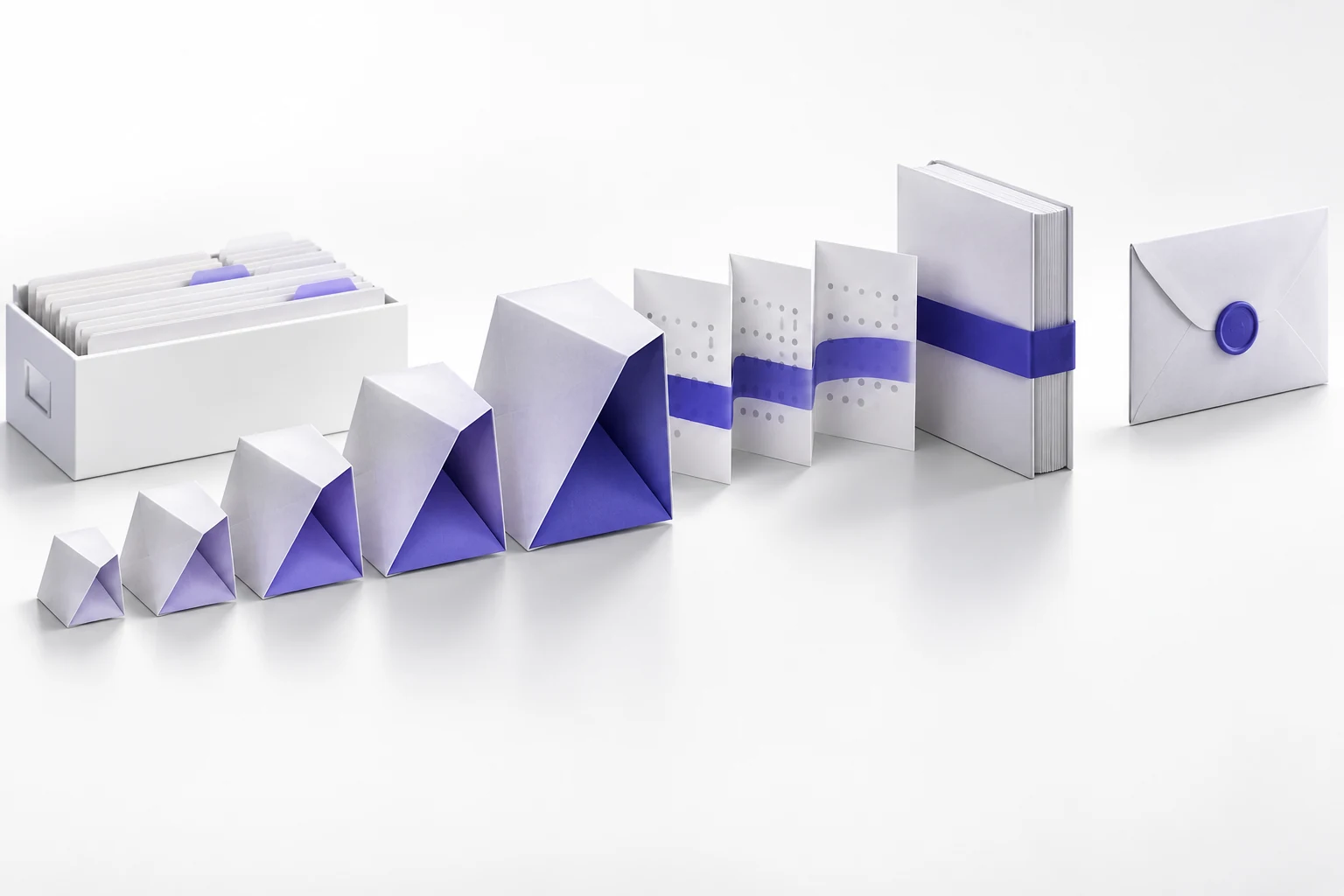 Five company-size compartments connect an ATS drawer to a folded annual commitment and a separate renewal envelope.
